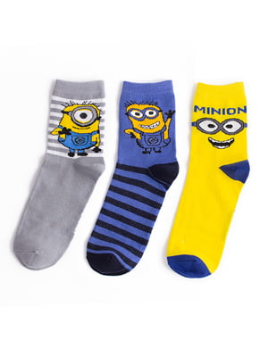 Набор стрейчевых подростковых носков "Миньёны" (3 пары) | 6698014