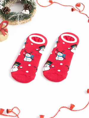 Шкарпетки-сліди махрові "Дід Мороз" червоні | 6698035