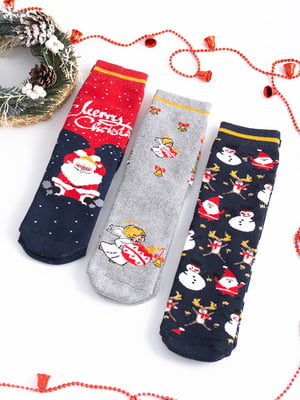 Набір новорічних махрових шкарпеток(3 пари) | 6698051