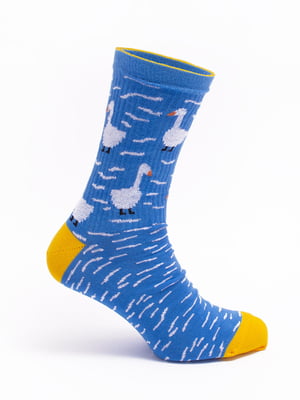 Шкарпетки з бавовни з оригінальним принтом "Гусі Wellboy" | 6698065