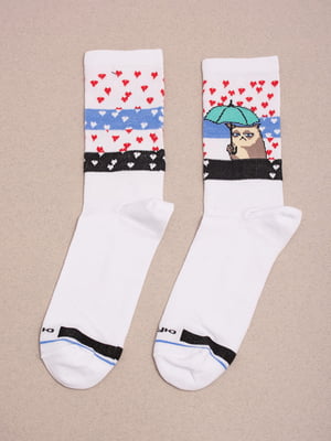 Шкарпетки білі з принтом "Grumpy Cat Love" | 6698087