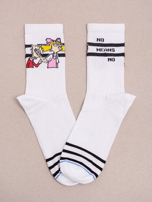 Шкарпетки білі з принтом "Хельга Патакі Ей Арнольд" | 6698088
