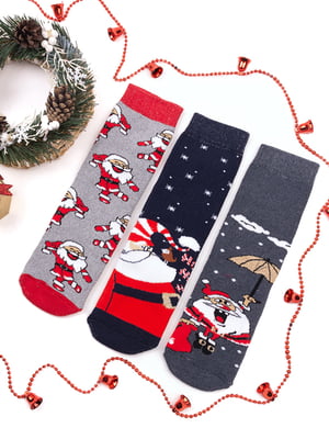 Набір новорічних махрових шкарпеток(3 пари) | 6698205