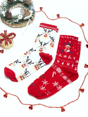 Набірр новогодних  носков с принтом "Олени" (2 пары) | 6698220
