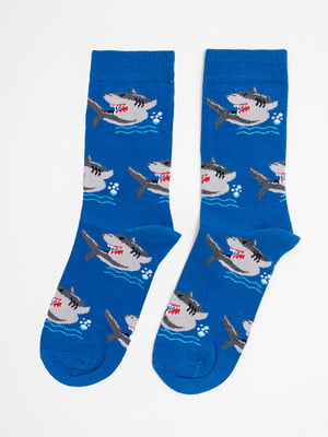 Шкарпетки сині з принтом "Акула" | 6698272