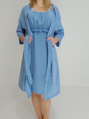 Комплект для вагітних та годуючих: халат та нічна сорочка | 6700622