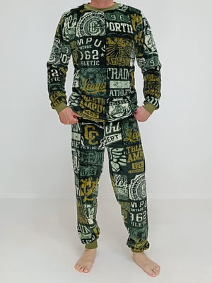 Пижама махровая мужская с буквами: джемпер и брюки | 6700672