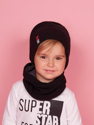 Чорний комплект: шапка і шарф-хомут | 6701290