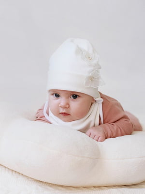 Набір молочного кольору: шапка та шарф-хомут | 6701298
