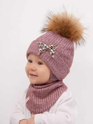 Комплект малинового кольору: шапка і шарф-хомут | 6701483