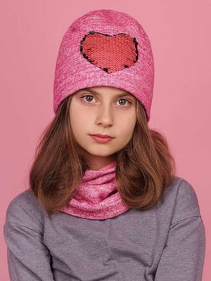 Рожева шапка з сердечком | 6701505
