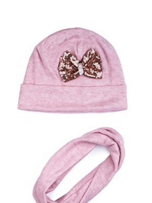 Комплект рожевий: шапка та хомут | 6701592