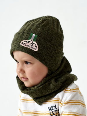 Комплект зелений: шапка та хомут | 6701745
