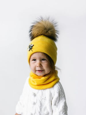 Комплект жовтий: шапка та хомут | 6701749