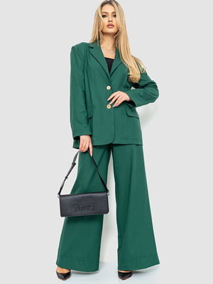 Зелений костюм: жакет з лацканами та штани-палаццо | 6702067