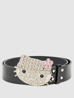 Ремінь чорний з декорованою пряжкою Hello Kitty | 6702111