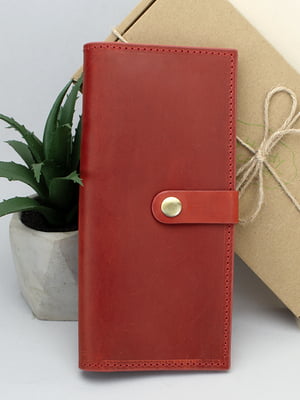 Шкіряний вертикальний гаманець у червоному кольорі | 6084803