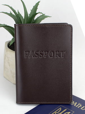 Обкладинка на паспорт коричнева з тисненням | 6085013