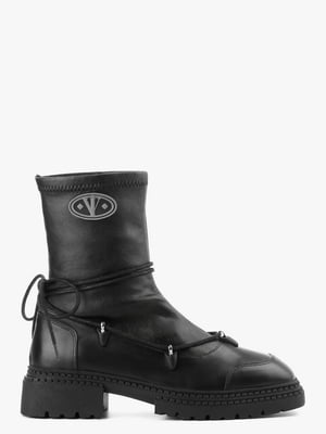 Комбинированные черные ботинки с завязками | 6702895