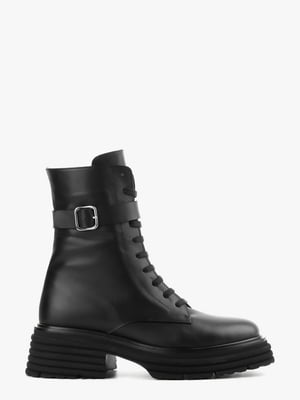 Высокие кожаные ботинки черного цвета на байке | 6702902