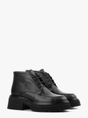 Кожаные черные ботинки на массивной подошве | 6702904