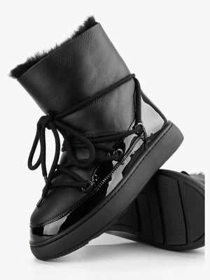 Комбіновані чорні чобітки зі шнурівкою | 6702913
