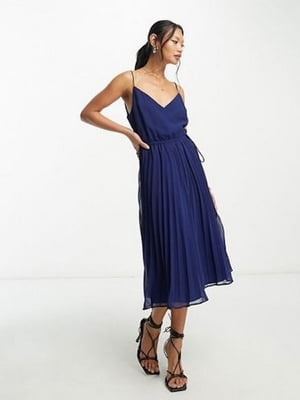 Синя сукня А-силуету з плісированою спідницею | 6507166
