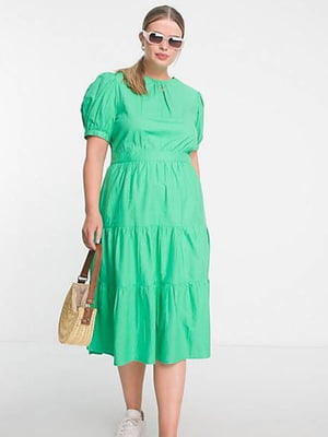 Сукня А-силуету зелена з вирізом та зав’язкою на спинці | 6698955
