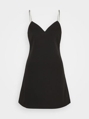 Сукня-міні А-силуету чорна з бретелями-ланцюжками | 6699615