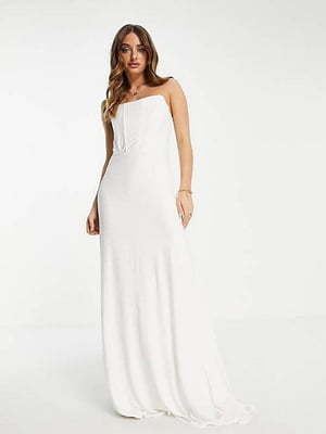 Довга вільна сукня-бюстьє білого кольору | 6699713