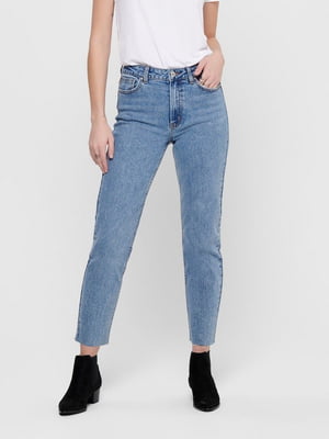 Класичні джинси-мом з необробленими краями штанин | 6699964