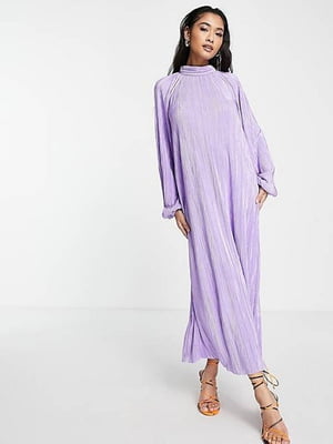 Сиреневое фактурное платье-макси свободного силуэта | 6700002