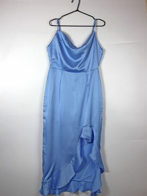 Асиметрична блакитна сукня в білизняному стилі з оборкою  | 6700086
