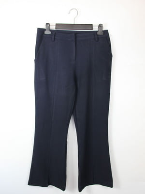 Темно-сині штани прямого крою з легкої тканини | 6700141