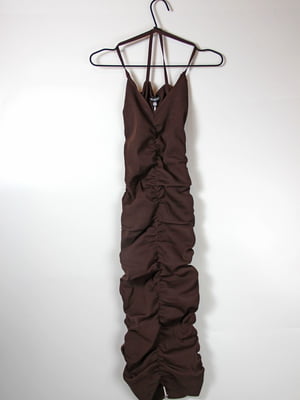 Драпірована облягаюча сукня коричневого кольору | 6700236