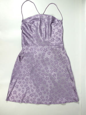 Сукня А-силуету бузкова з квітковим принтом та шнурівкою на спинці | 6700392