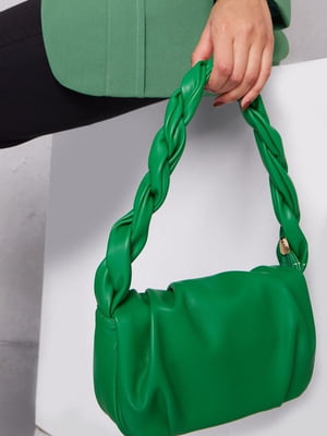 Фактурна сумка з короткою ручкою зеленого кольору | 6700551