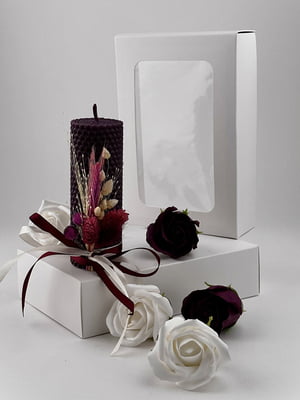 Подарунковий набір: свічка ручної роботи та мильні троянди | 6703511