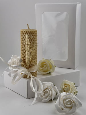 Подарунковий набір: свічка ручної роботи та мильні троянди | 6703512