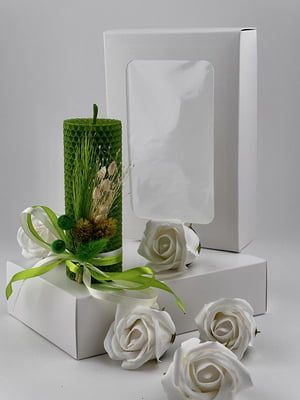 Подарунковий набір: свічка ручної роботи та мильні троянди | 6703513