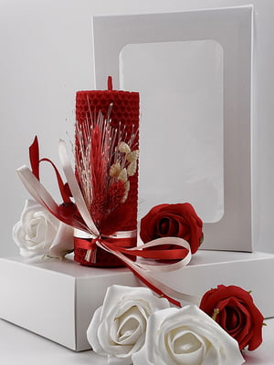 Подарунковий набір: свічка ручної роботи та мильні троянди | 6703521