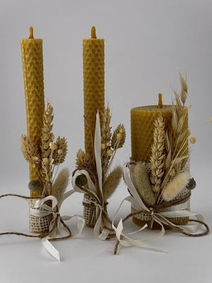 Набір весільних свічок з вощини “Сімейне вогнище” (3 шт.) | 6703523