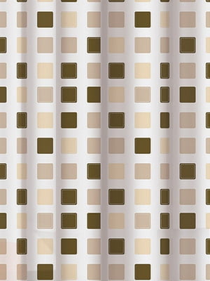 Шторка для ванни і душа  Mosaic beige ((180x180 см) біла в клітинку | 6703528