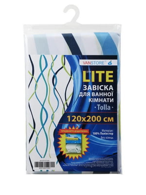 Шторка для ванни і душа  Tolla (200х120 см) біло-синя в принт | 6703552