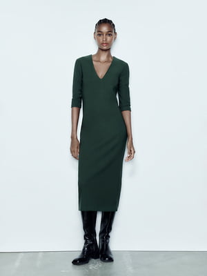 Сукня-футляр темно-зелена | 6696011