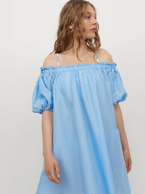 Коротка блакитна розкльошена пляжна сукня | 6705107