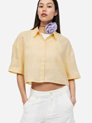Коротка жовта блузка оверсайз | 6705210