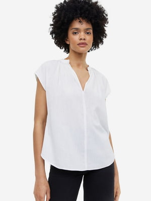 Блуза з V-подібним вирізом біла | 6705357