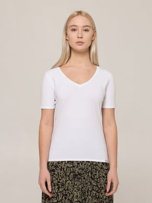 Базова біла футболка преміальної якості V-neck EL | 6704268