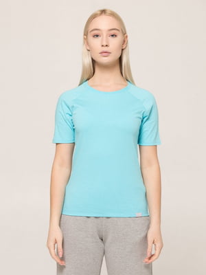 Базова блакитна футболка преміальної якості Pima Raglan Tee | 6704350